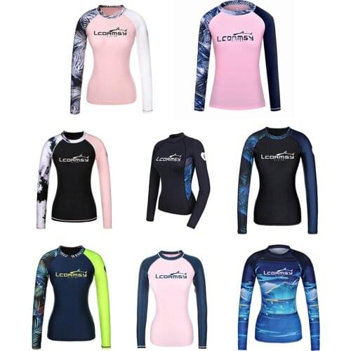 Brand New Womens Rash Protection Beach Long-Sleeve Surfing Swim Top Water Sports Gym Diving Suit Quick-Drying UPF50+ 2021