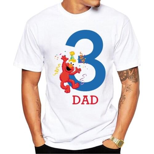 TEEHUB Newest Fashion Sesame Street Elmo Printed Men T-Shirt O-Neck Short Sleeve Tshirts Rainbow Birthday Dad Tops Funny Tees