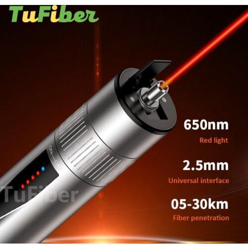 High Quality Rechargeable Laser Source Fiber Optic Cable Tester 5 15 20 30KM Lithium Battery Visual Fault Locator SC/FC/ST