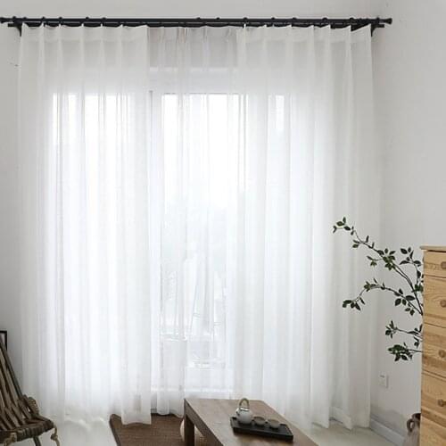High Quality White Window Treatments Linen Solid Color Living Room Curtains Long Tulle Bedroom Curtain Party Drapes