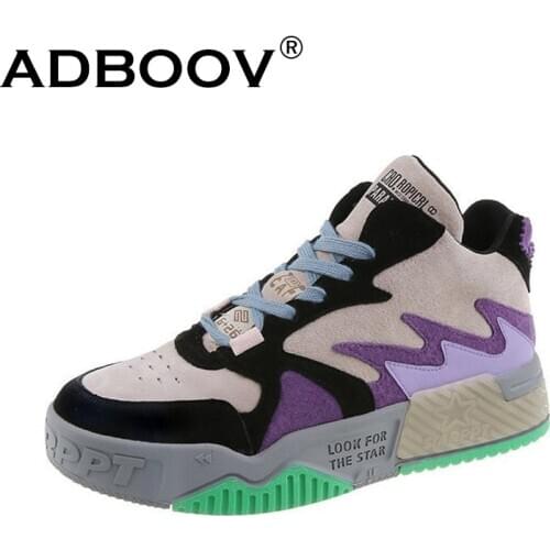 ADBOOV 2020 New Fashion Chunky Sneakers Women Shoes High Top Casual Platform Shoes Women Sneakers