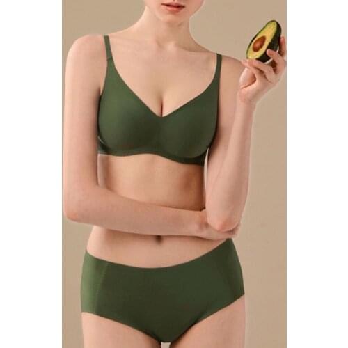 Womens Bra Seamless Underwear Set Sports Bras With Pads Shock-proof Female Wire Free Bralette Sexy Push Up Bra Briefs Set