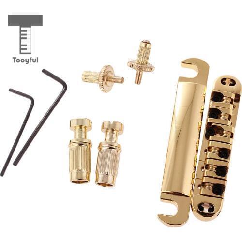 Tooyful 1 Set Brass Roller Saddle Bridge +6 Strings Slotted Nut With Wrench for LP Electric Guitar