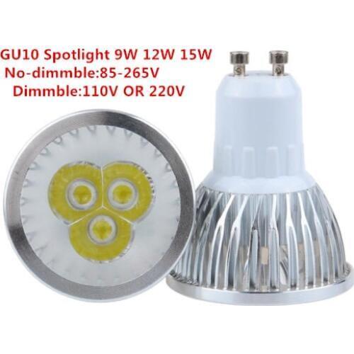 10pcs Super Bright 9 W 12 W 15 W GU10 LED lamp 110 V 220 V Dimmable Led Spotlight warm / Natural / Cools White gu10 LED lamp