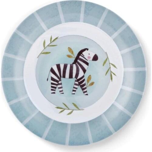 The Mia Gift Elegant Design Blue White Color Zebra Pattern For Kids Mama Plate Set-2 Piece