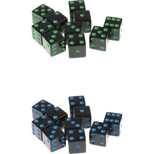 20pc 16mm Opaque Six Sided Spot Dice Games D6 2 Colours Props for D&D RPG