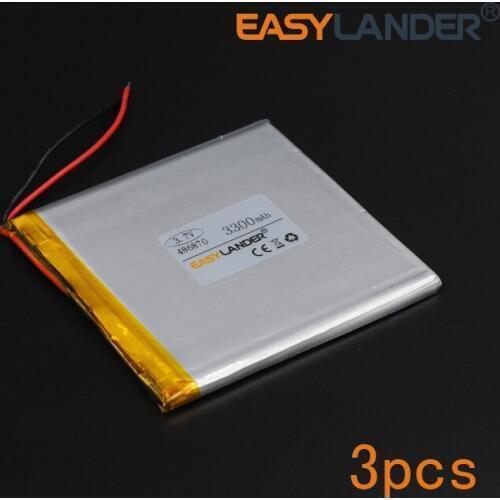 3pcs/Lot 3.7V 3300mAh Polymer Li-ion Battery For E-Book Power Bank PDA Portable DVD Consumer electronics safety lamp GPS 486870
