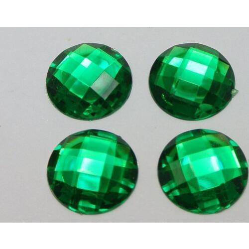 50 Green Acrylic Flatback Rhinestone Round Gem Beads 20mm No Hole