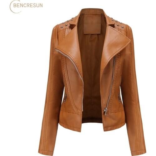 Bencresun Womens Fashion Leather Jackets