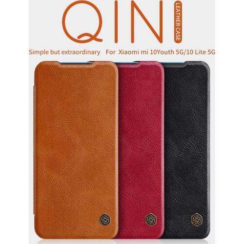 Mi10 Lite 5G Case for Coque Xiaomi Mi 10 Lite 5G Nillkin Qin Leather Flip Case for Xiaomi Mi 10 Youth 5G Wallet Case Cover Etui