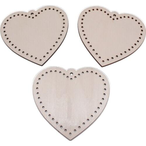 Wood Heart Wooden Discs Slices Hanging Embellishments Craft Wedding DIY Decoration Ornament