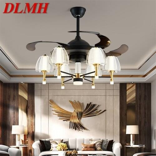 DLMH Fan Ceiling Lamp With Remote Control Invisible Fan Blade LED Fixtures Home Decorative For Living Room Bedroom Restaurant