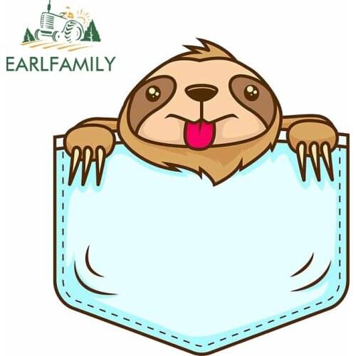 EARLFAMILY 13cm x 11.8cm For Sloth Mask Vinyl Car Stickers Bumper Decal Waterproof Windshield Sunscreen Occlusion Scratch