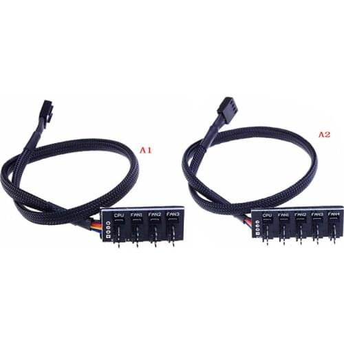Host Case PC Cooler Fan Power Cable 1 Female To 4 Male 4Pin Socket Fan Hub Splitter Cable For 3Pin&4Pin PWM Cooling Fan