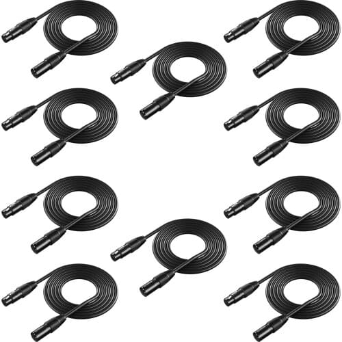 Neewer 10-Pack 6.5 Foot / 2M DMX Stage Light Cables Wires 3-Pin Signal XLR Male to Female Connection for Moving Head