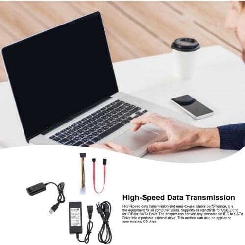 SATA IDE Drive To USB 2.0 Adapter Converter Cable For Hard Drive Disk HDD 2.5 3.5in With External AC Adapter Power Converter