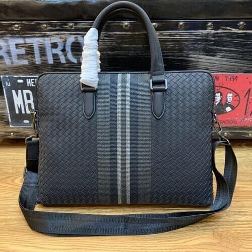 Kaisiludi Leather man bag woven embroidered mans computer bag waxed cow leather briefcase leisure shoulder bag