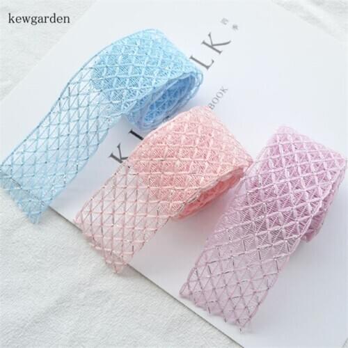 Kewgarden 38mm 1.5" Mesh Silver Wire Ribbon DIY Hairbow Brooch Accessories Handmade Tape Packing Riband 5 Meters