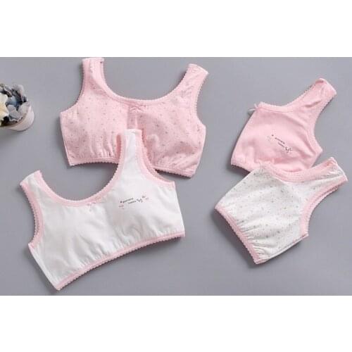 4Pc Girls Underwear Lingerie Kids Teens Teenage Young Student Bra Double Deck GXMB