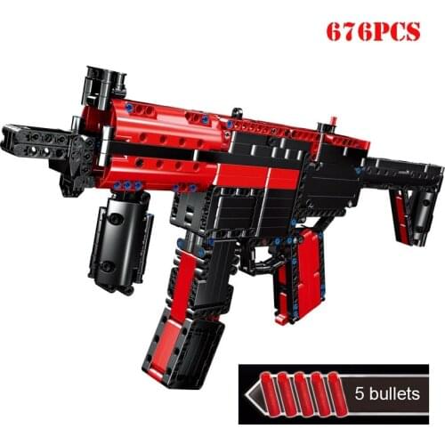 Moc Automatic Rifle MP5 Submachine Gun Building Blocks DIY Shooting Game Military WW2 City Police Technical Bricks Toys Children