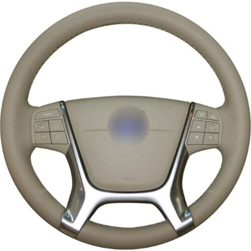 Top Leather Steering Wheel Hand-stitch on Wrap Cover For Volvo S80 2010 XC60 2010-2013 XC70 2011