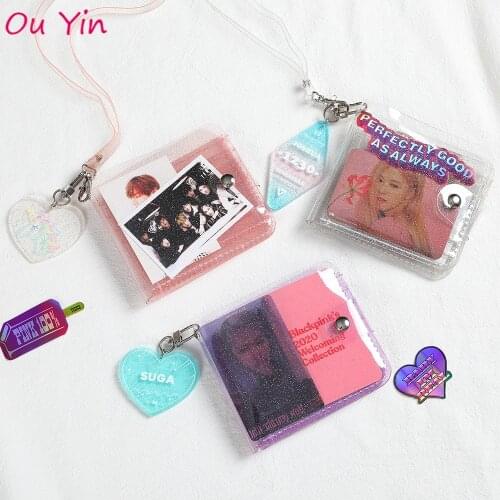 Creative Jelly Laser Card Case Wallet Holographic Transparent Hanging Neck Card Case Multifunctional Portable Card Holder