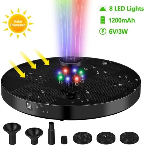 Hot Sell 6v 3w Colorful Lights Floating Solar Fountain Water Fountains Solar Pump Pool Pond LED Lights Bird Bath Shower Fountain