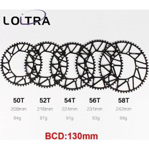 LOLTRA 50t / 52t /54t/56t/58t Litepro CNC lightweight narrow wide Bike chainring 130bcd bicycle Chain wheel