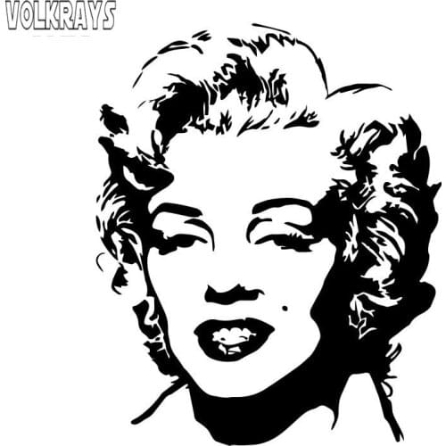 Volkrays Fashion Car Sticker Marilyn Monroe Accessories Reflective Waterproof Cover Scratches Vinyl Decal Black/Silver,15cm*12cm