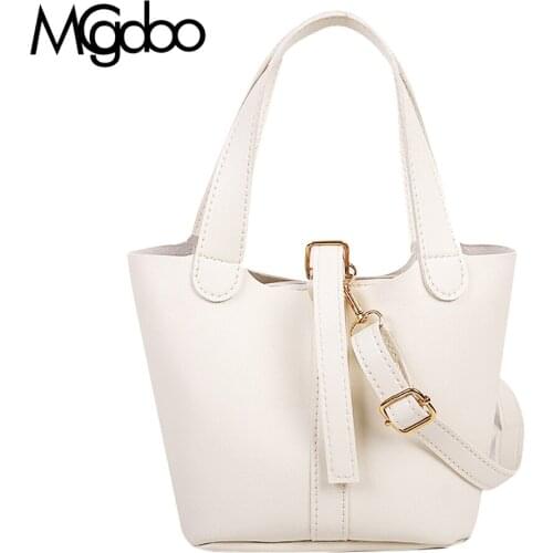 Mgcdoo Fashion Basket Bag Women Shoulder Bucket Bags Pu Leather Handbags Shopping Messenger Bags New 2 in 1 Totes Female