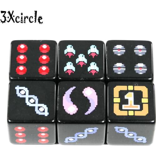18mm Digital D6 Dice Set 6pcs/set, Plastic 6 Sided Cube for Poker Card Game/Education Gambling,Board Game
