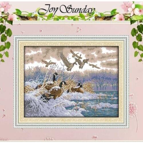 The flying birds in snow day Counted Cross Stitch 11CT 14CT Cross Stitch Set Wholesale Cross-stitch Kit Embroidery Needlework