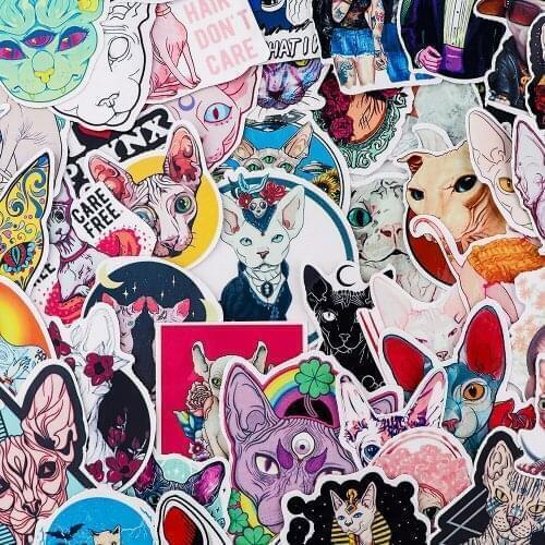 BH1613 47pcs/set Cartoon Cat Stickers Aesthetic Scrapbooking Laptop Guitar Luggage Skateboard Car Waterproof Graffiti Sticker
