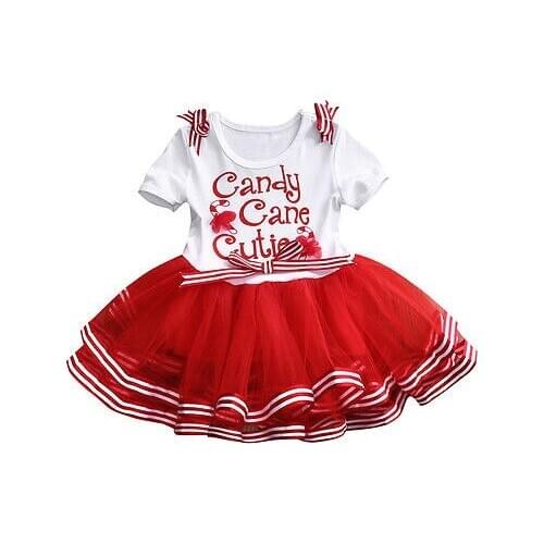 2017 new hot summer Baby Girls letter Christmas Party Short Sleeve Tutu Dress Princess Tulle