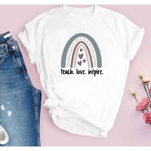 2021 New Summer Rainbow Womens T Shirt Womens T-shirt S-4XL Printing Womens Loose T-shirt O-neck White Short Sleeve T-shirt