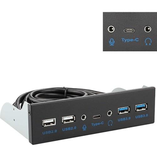 New Arrival 5.25 Inch USB 3.1 Gen 2 10Gbps Type C Port HD Microphone Input and Audio Port Front Panel 5.25 hub computer case