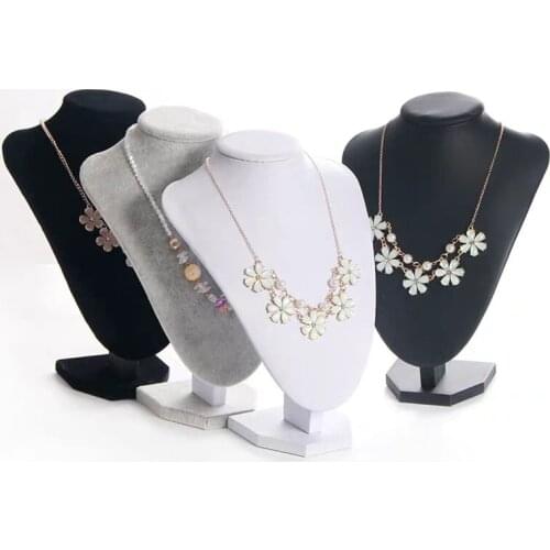 New Arrival Model Show Exhibitor 6 Gray Velvet Jewelry Display For Woman Necklaces Pendants Mannequin Jewelry Stand Organizer