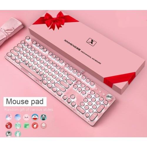 Manipulator keyboard and mouse set computer gaming game set pink metal keyboard