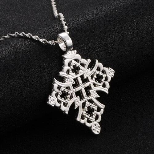 Ethiopian Coptic Cross Pendant Necklace Abyssinian Cross Orthodox Christian Jewelry