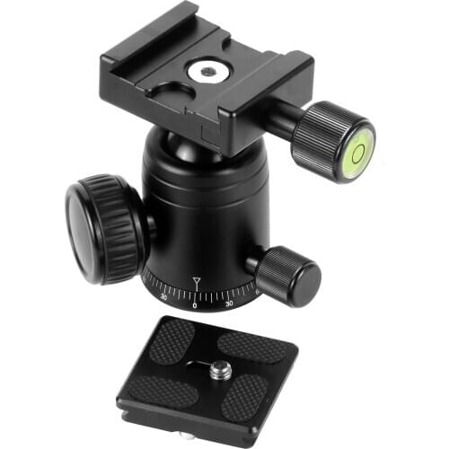 Panorama 360 Swivel Heavy Duty Camera Tripod Ball Head + Quick Release Plate Mount 40mm Aluminum for DSLR Photo Video Monopod