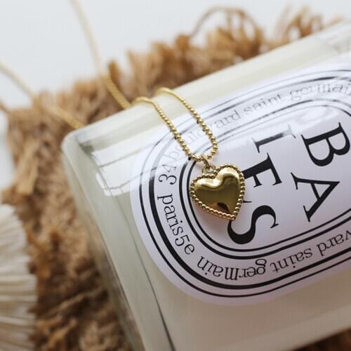Fresh New Minimalist Small Beads Chain Heart Charm Necklaces For Women Girls Stainless Steel 18K Gold Plated Heart Love Necklace