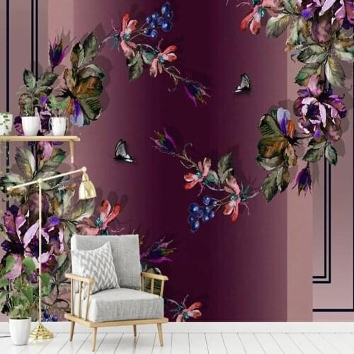 Custom Mural 3D Hand Painted Pastoral Style Wallpaper Geometric Watercolor Rose Flower Nordic Background Home Decor Wall Photo