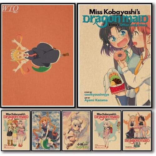 Retro Posters Miss Kobayashis Dragon Maid Anime Posters Canvas Painting Wall Decor Wall Art Picture Room Decor Home Decor