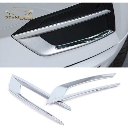 Reamocea 2x ABS Chrome Silver Front Fog Light Lamp Cover Eyelid Eyebrow Trim Frame Molding Fit For Volvo XC60 2018 Decorations