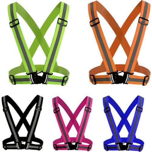 Adjustable Safety Security High Visibility Reflective Vest Gear Elastic Stripes Jacket for Night Running Cycling Wholesale
