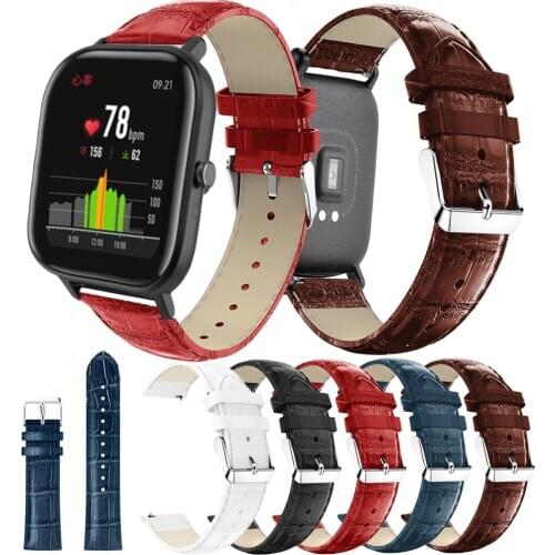 20mm For Samsung Galaxy watch 42mm leather band For Huami Amazfit GTS GTR 42mm Bip Pace Lite Youth Smart accessories wrist strap