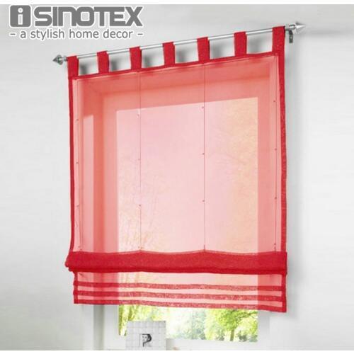 Roman Curtain Embroidered Sheer Window Panel Drape For Kitchen Living Room Voile Screening Tab Top With Plastic Tubes