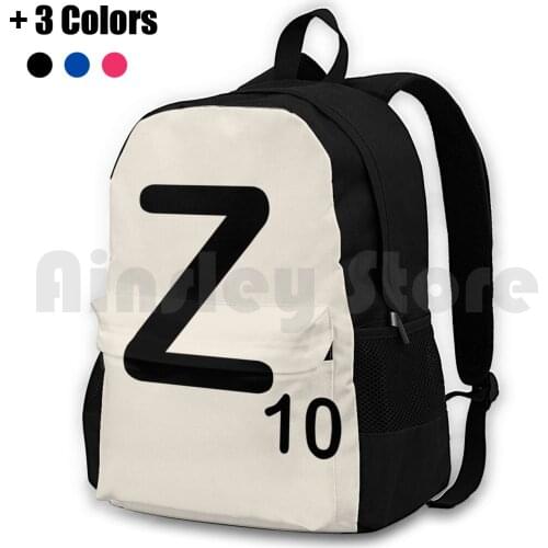 Scrabble Tile Z Outdoor Hiking Backpack Riding Climbing Sports Bag Scrabble Tile Letter Letters Spell Geek Geeky Nerd Nerdy
