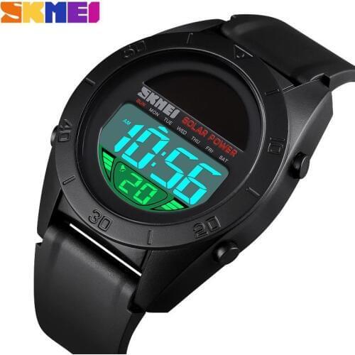 SKMEI Fashion Solar Power Watches For Boys Outdoor Sport Camouflage Chronograph Alarm Waterproof 5 Bar Watches Men 1592