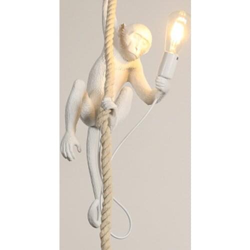 Modern Hemp Rope Pendant Lamp Resin Gold Monkey Lamp Creative Loft Industrial Wind Hanging Lamps Lanterns Home Decoration Lamps